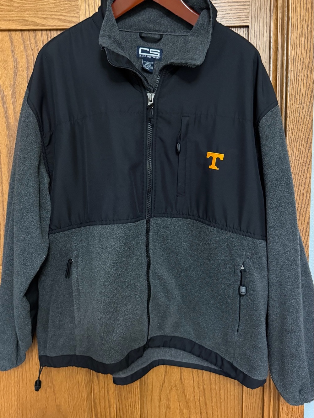 CS Tennessee Vols Black and Gray Fleece Jacket with Orange 'T' Logo